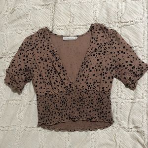 Abercrombie & Fitch, small, brown clip up blouse